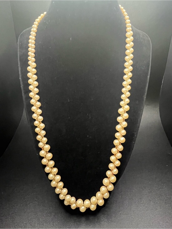 Napier Jewelry - Vintage Napier Faux Pearl Woven Statement Necklace.